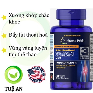Viên uống bổ xương khớp Double Strength Glucosamine Chondroitine MSM Joint Soother Puritan's Pride của Mỹ 60 viên em