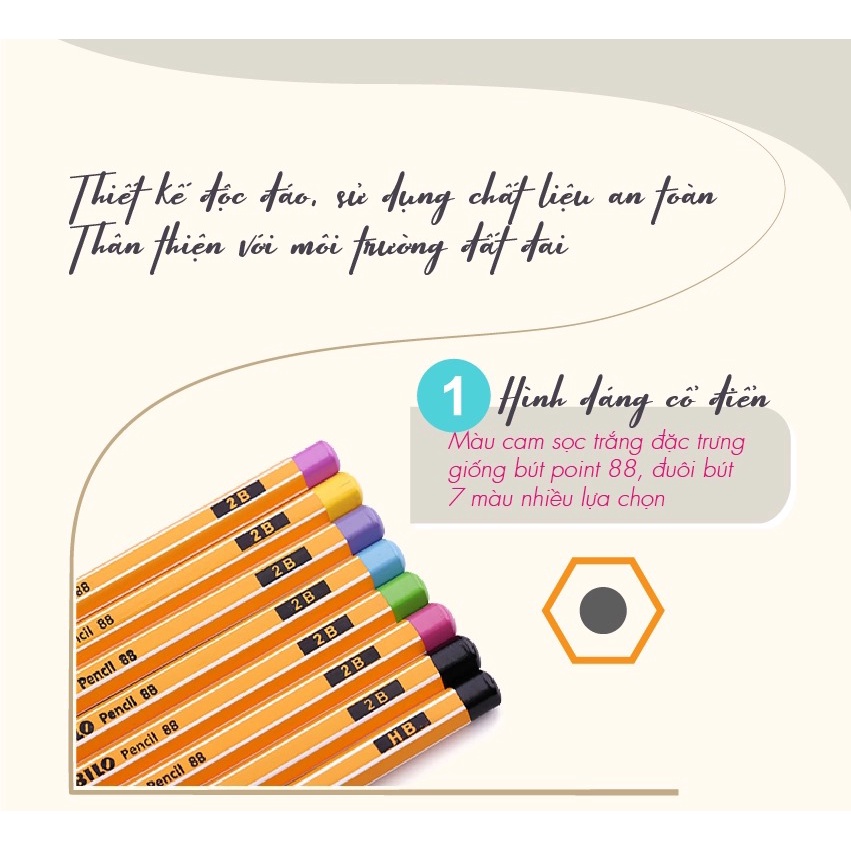 Combo hộp 12 cây bút chì gỗ STABILO Pencil 2B (PC88/12)
