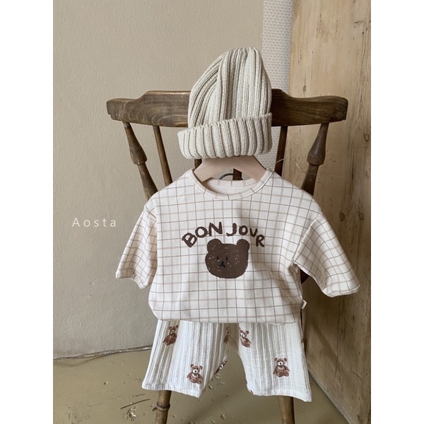 Áo gấu cotton cao cấp cho bé Áo chất cotton dày dặn Áo Tiệm bé Sữa