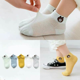 Set 5 đôi tất lưới hình gấu cho bé, Tất lưới xuất hàn cho bé