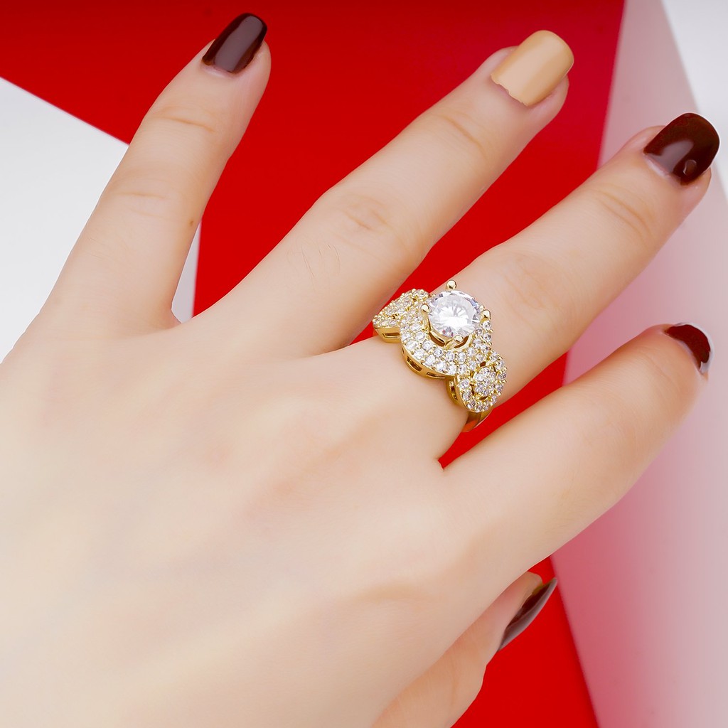 Nhẫn nữ đính xoàn mạ vàng 18K cao cấp (giá tốt nhất) N217144-125