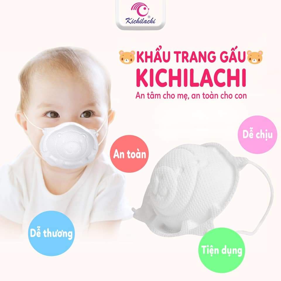 khẩu trang trẻ em hình gấu Kichi 3D Mask