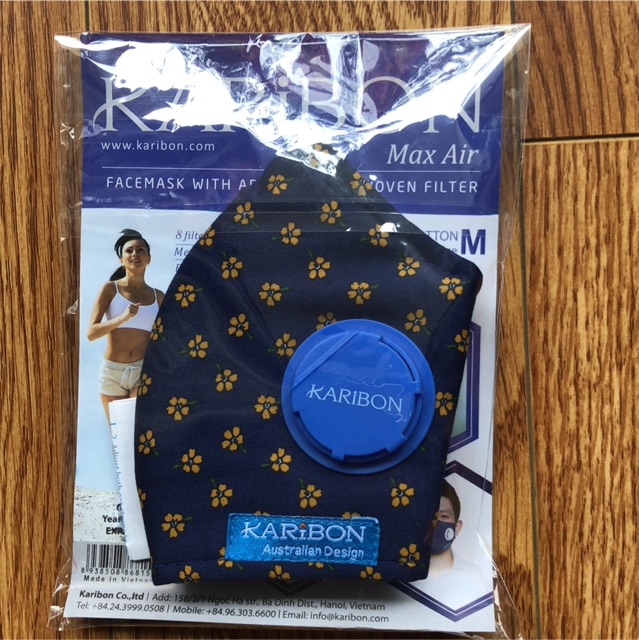 Combo 3 khẩu trang Karibon Maxair họa tiết 8 lớp lọc, có van thở | BigBuy360 - bigbuy360.vn