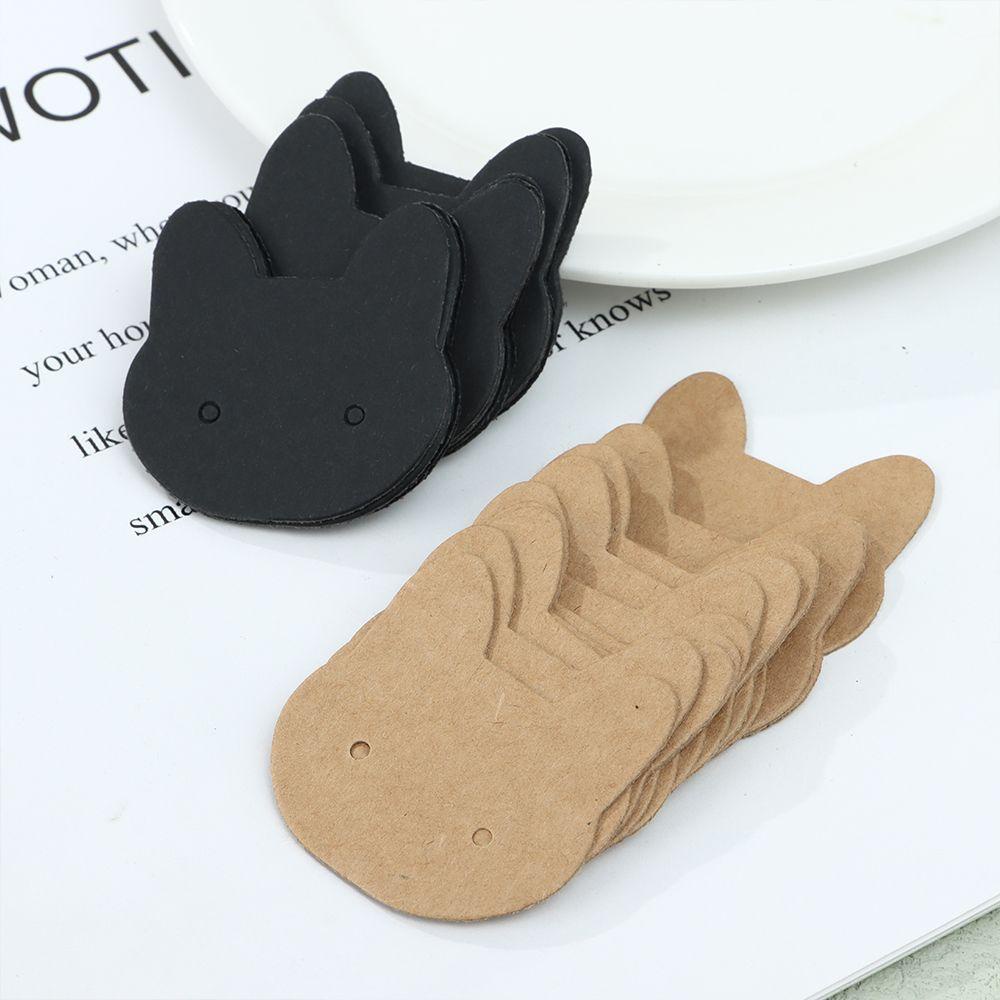 Set 100 Tấm Thẻ Giấy Kraft 3.5x3.5cm 6x6cm Họa Tiết Động Vật Hoạt Hình Trang Trí Bông Tai