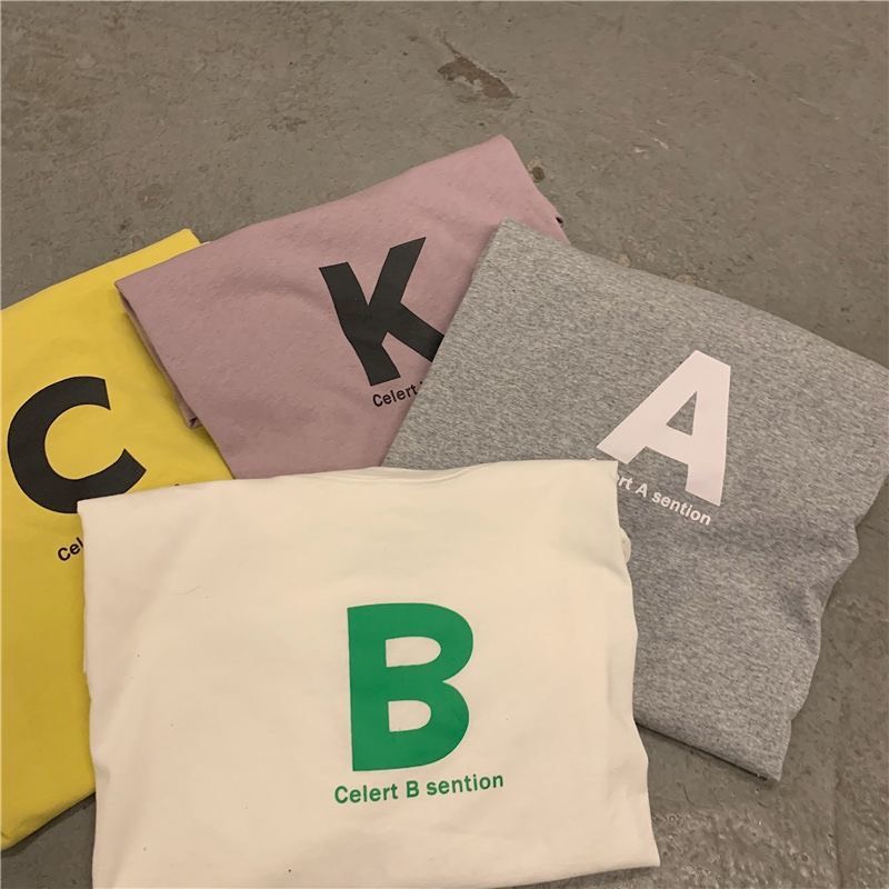 Áo thun nữ unisex tay lỡ form rộng cổ tròn đẹp in hình ABCK hàng Quảng Châu ANDOSA AT03