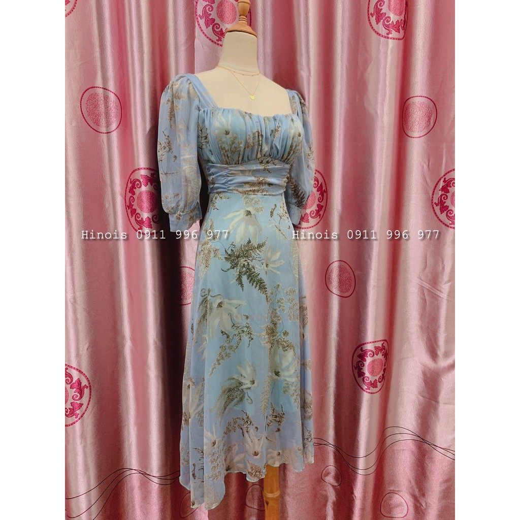 Đầm Maxi Hoa Tơ Cổ Vuông Tay Lỡ Dành Cho Nàng Đi Chơi, Đi Biển - 3 Màu Xanh, Vàng, Nâu - ẢNH THẬT | BigBuy360 - bigbuy360.vn