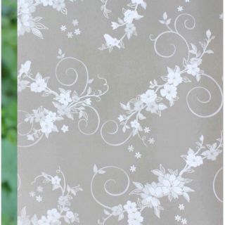 Giấy dán kính mờ hinh hoa nền trắng khổ rộng 90 cm độ dài theo số lượng×1m mã 9818