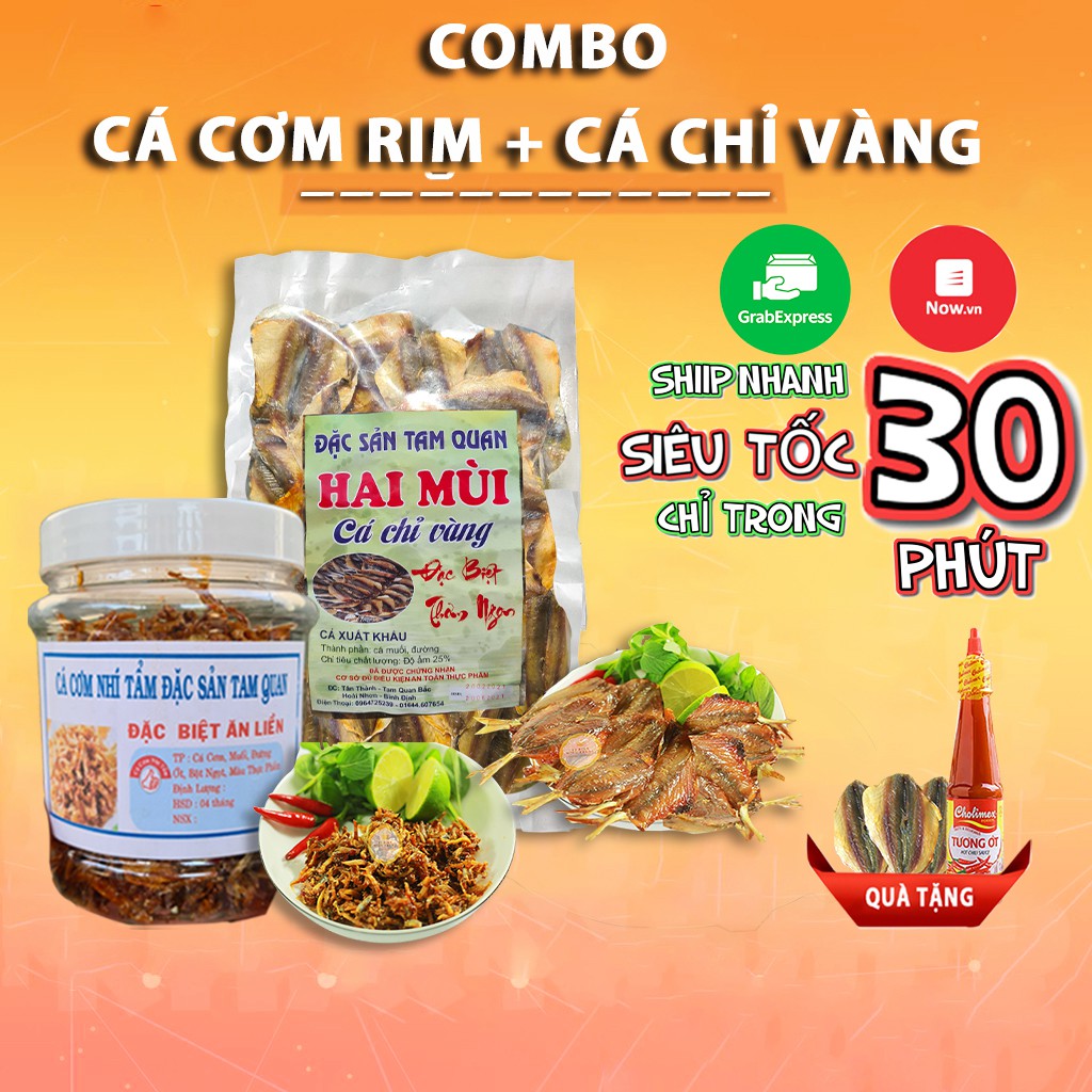 [COMBO QUÀ TẶNG]  Khô Cá Chỉ Vàng + Cá Cơm Rim Tỏi Ớt Hải Sản Khô 1 Nắng Chuẩn Vị Miền Trung