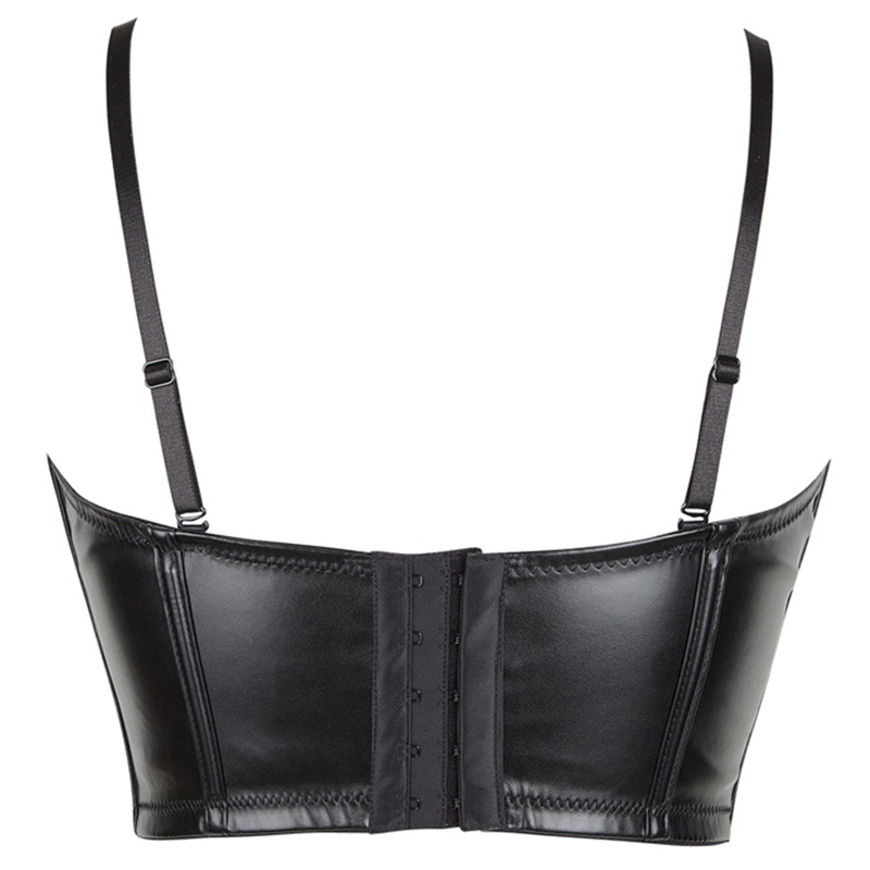 Áo Croptop Giả Da Phối Dây Đan Chéo Phong Cách Gothic Gợi Cảm Cho Nữ