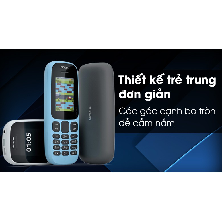 ĐIỆN THOẠI NOKIA 105 ĐEN SINGLE ,Nokia 100 Zin Chính Hãng Đủ Pin Sạc
