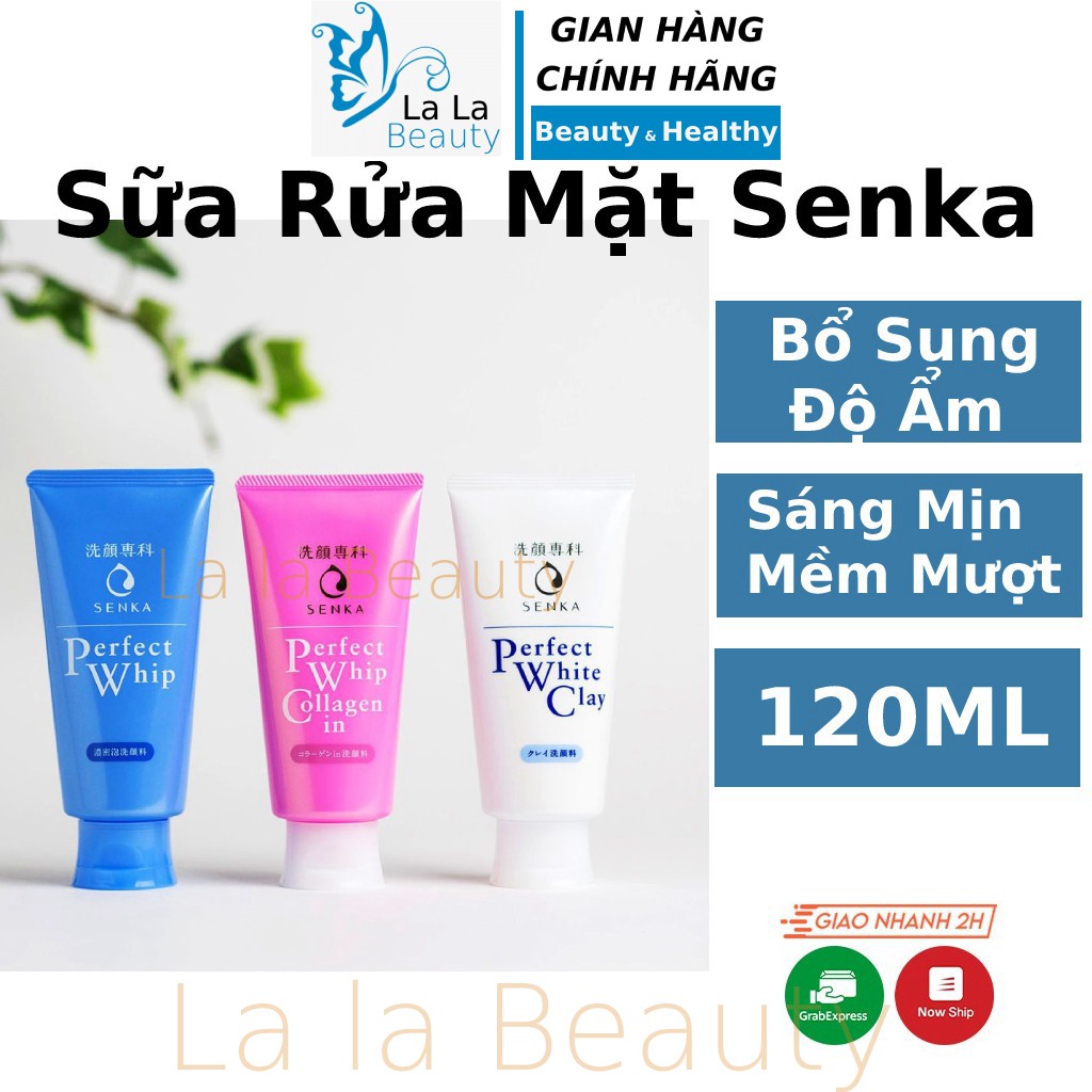 Sữa Rửa mặt tạo bọt Senka Perfect Whip 120ml trà xanh cho mọi loại da dầu mụn nhạy cảm và khô sạch da LaLa Beauty