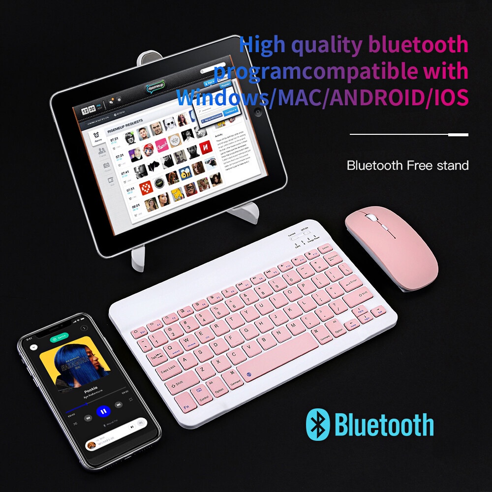 Bàn Phím Bluetooth Không Dây Chuột - Bàn Phím Chuột Dành Cho Windows/MAC/Android/IOS/Phone/iPad/Laptop -10inch Wireless