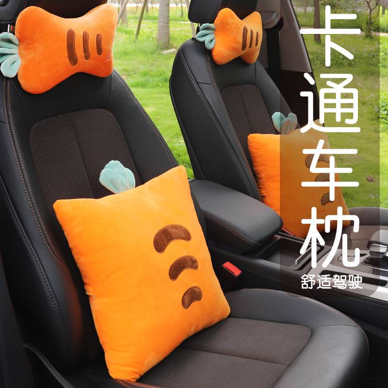 Set Gối Tựa Đầu Tựa Lưng Trên Oto Hình Hoạt Hình Dễ Thương