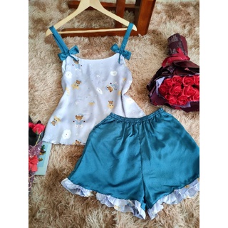 PIJAMA, NGỦ LỤA 2 DÂY, BỘ ĐÙI DỄ THƯƠNG (ẢNH THẬT)
