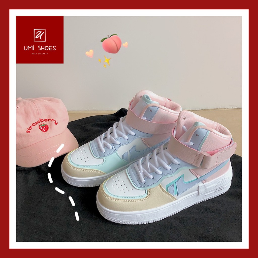 [CÓ SẴN] Giày cổ cao nữ Ulzzang Custom Jordan mã 1060 nâng đế bằng cao 2cm da thoáng chân đi học đi chơi xanh biển