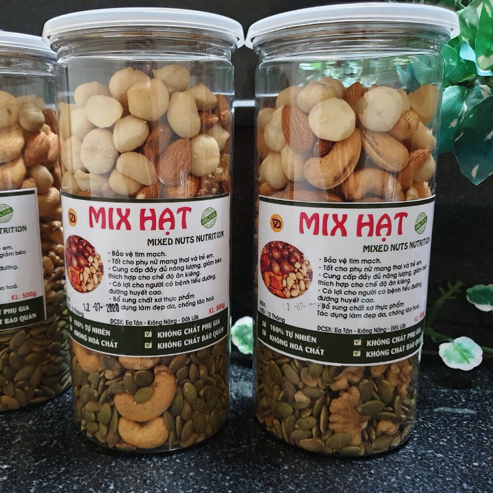 Hạt dinh dưỡng Mixed Nuts 5 loại hạt: Macca, hạnh nhân, óc chó, hạt điều và bí xanh, đã sấy chín, tách vỏ (500gr) Hoàn t