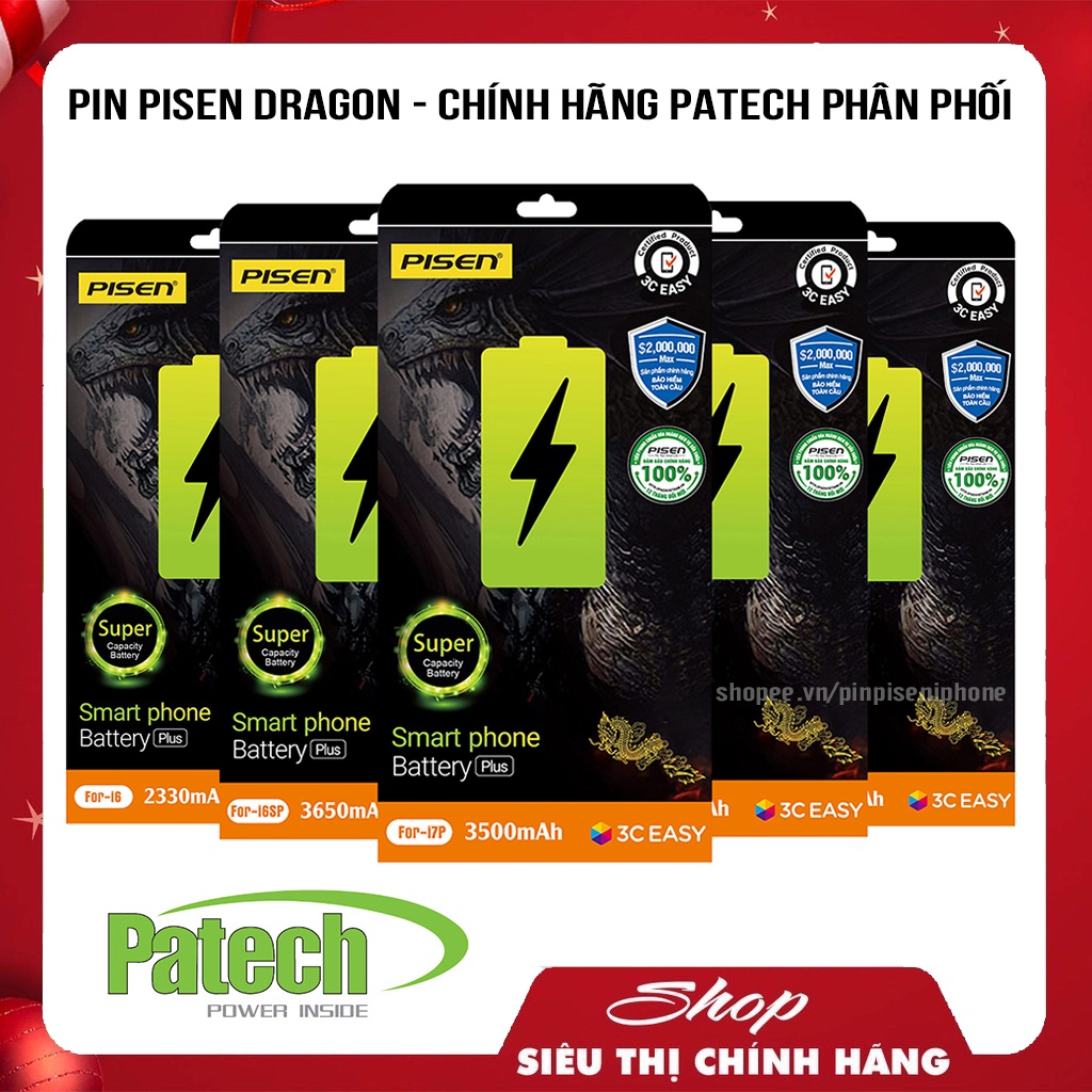 PIN PISEN DRAGON DUNG LƯỢNG SIÊU CAO - CHÍNH HÃNG PATECH PHÂN PHỐI