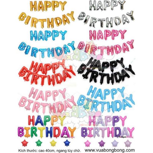 Sỉ 100 bộ bóng chữ Happy Birthday