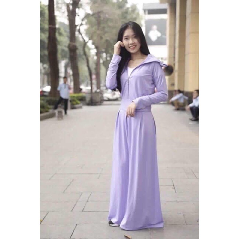 Áo choàng 1 lớp chống nắng dáng váy thông hơi nữ