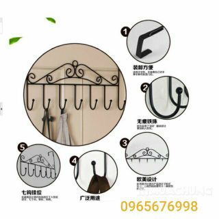 Móc treo đồ đa năng sau cửa loại lớn 7 móc