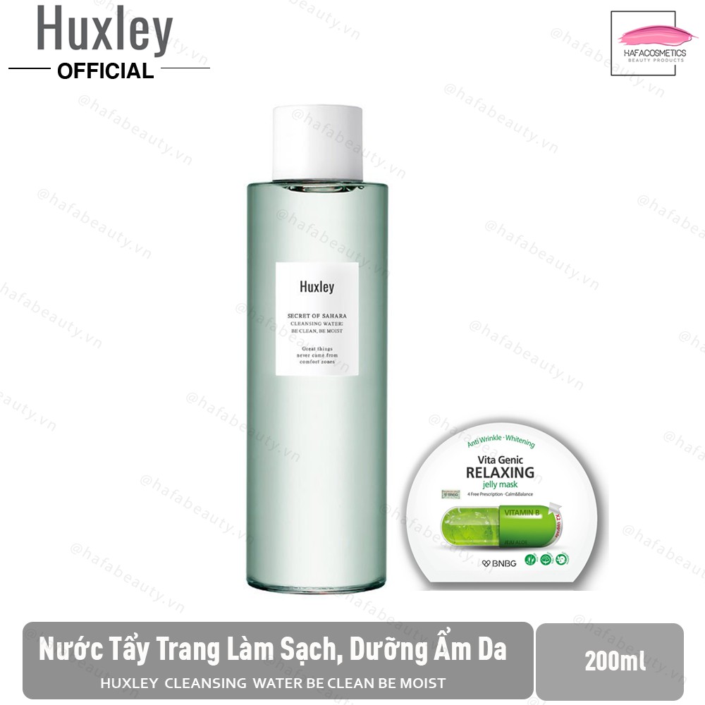 Nước tẩy trang Huxley Cleansing Water ; Be Clean Be Moist 200ml (deal sốc 0đ)