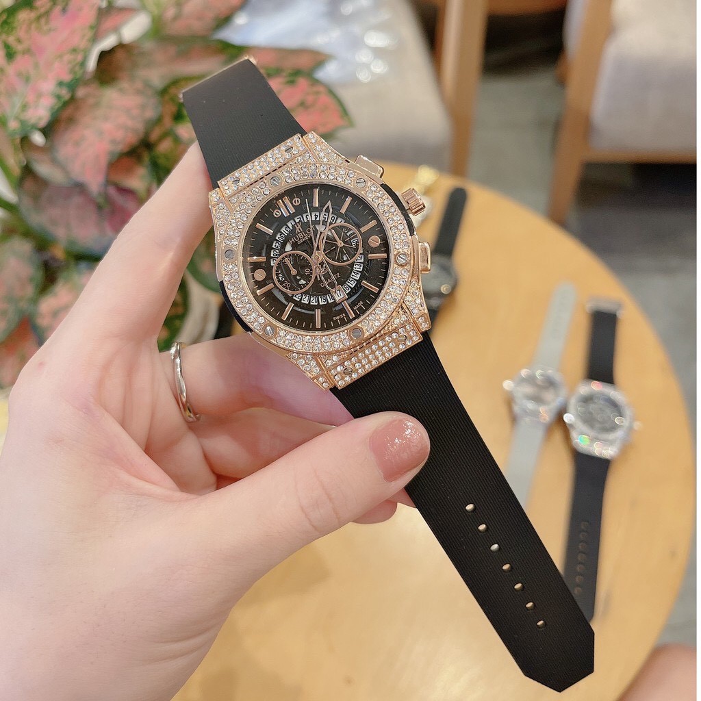 Đồng hồ Nam nữ Hublot mặt đính đá dây cao su hương thơm vani BH 12 tháng | BigBuy360 - bigbuy360.vn
