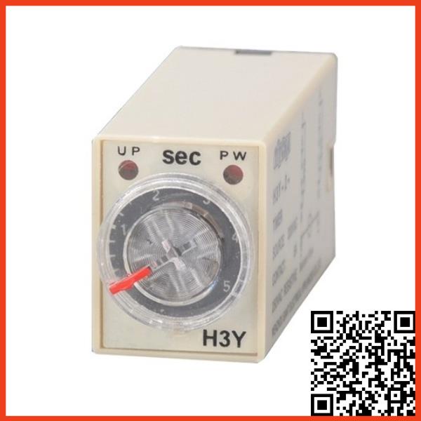 Timer mini H3Y-2 Rơ le đếm thời gian bằng núm vặn loại 8 chân nhỏ 12VDC  tặng kèm chân đế PYF083A