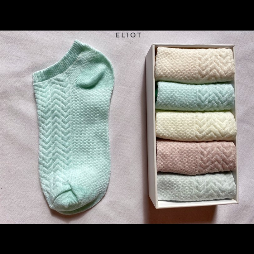 Tất, vớ ngắn cổ len vặn thừng Pastel Hàn Quốc