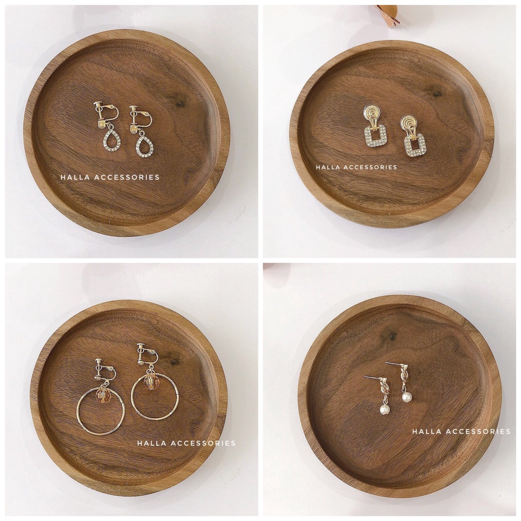 Khuyên tai thanh lịch phong cách Hàn Quốc, sáng đẹp bền màu HALLA