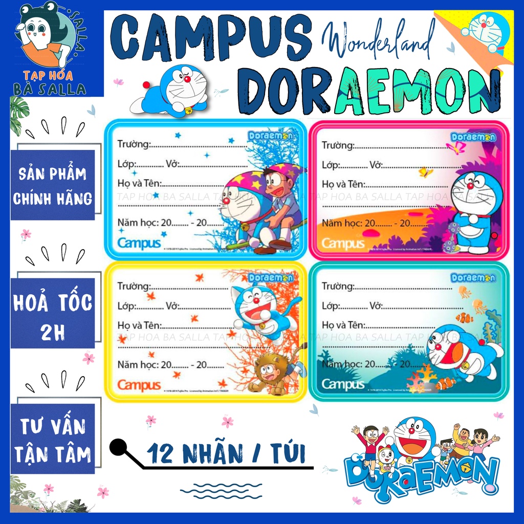 Nhãn vở Doraemon Campus