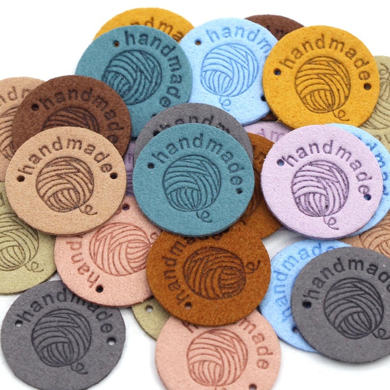 Set 50 Nhãn Da Hình Tròn Dùng Để Trang Trí Quần Áo / Mũ Dệt Kim Cho Bé