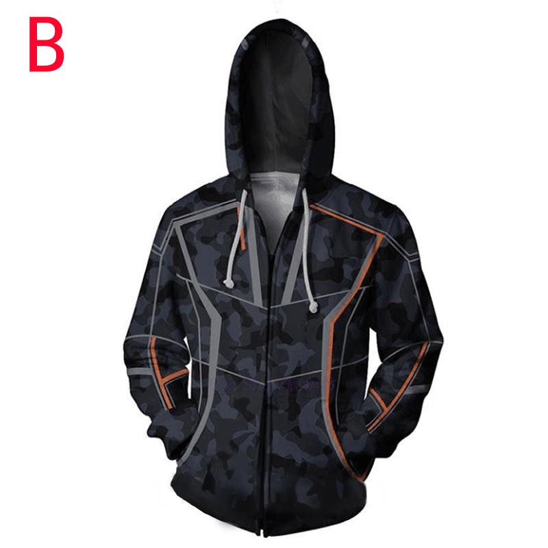 Áo Khoác Hoodie Dài Tay In Hình Người Sắt 3D Phối Khóa Kéo Thời Trang Cho Nam