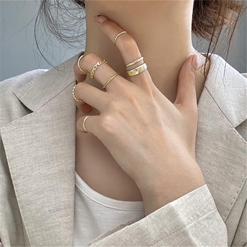 💖 𝑭𝑹𝑬𝑬𝑺𝑯𝑰𝑷 💖 Bộ 7 Nhẫn Đeo Tay Thiết Kế Đơn Giản Phong Cách Hàn Quốc Cho Nữ