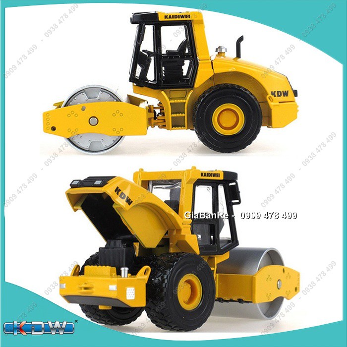 Mô Hình Xe Sắt Xe Lu Công Trình Trục Sắt 2 Bánh Hơi Tỉ Lệ 1:50 - Kdw - Vàng - 9930