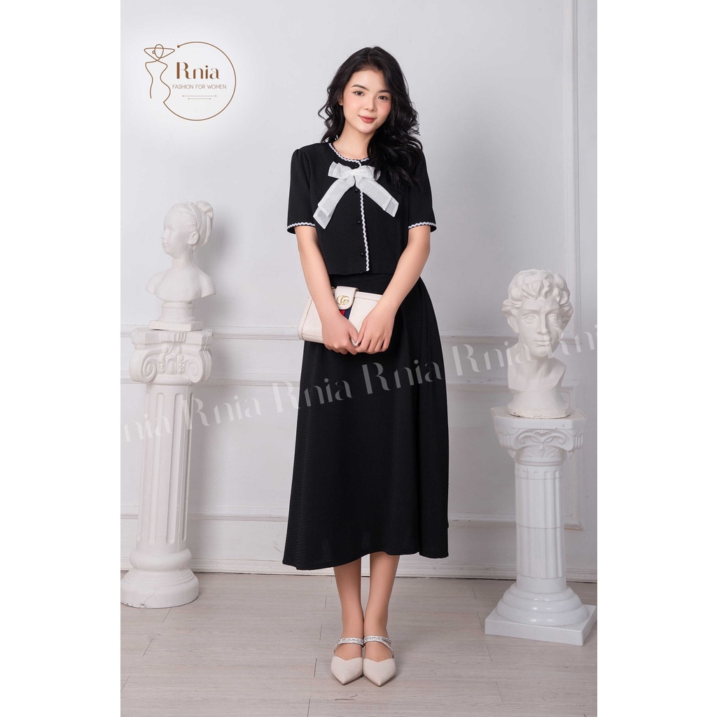 Sét Bộ Áo Croptop Chân Váy Xòe Dây Zigzag RNIA BO2286