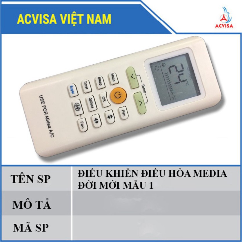 REMOTE MÁY LẠNH , ĐIỀU KHIỂN ĐIỀU HÒA MEDIA ĐỜI MỚI MẪU 1