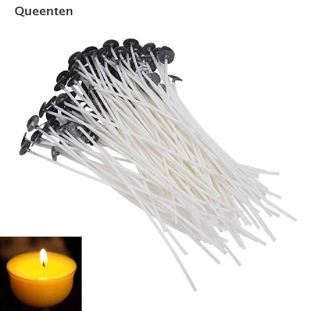 Queenten Set 100 Dây Bấc Nến Lõi Cotton Sáp Bấc Kèm Đế Nến Mới Lạ