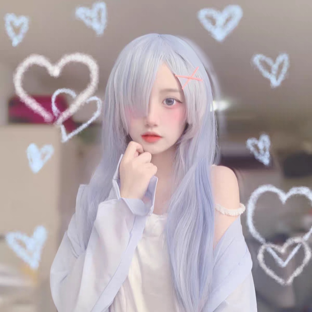 Wig/tóc giả cosplay Rem Ram long hair Re: zero màu hồng xanh
