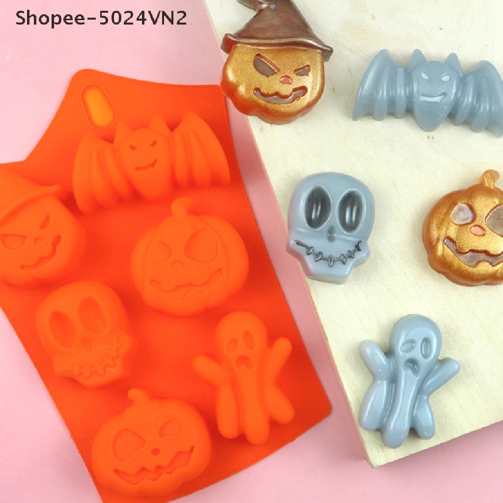 [Mới &amp; Halloween &amp; Halloween] Khuôn 6 Ô Hình Bí Ngô Ma Dơi Bí Ngô Halloween