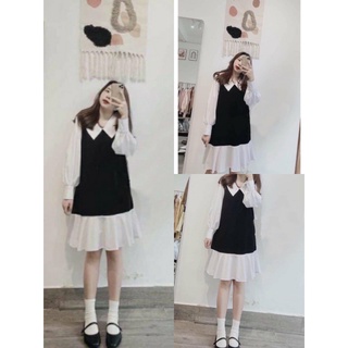 Đầm Babydoll Nữ Dài Tay Cổ Sen, Đàm Phong Cách Hàn Quốc, Quảng Châu