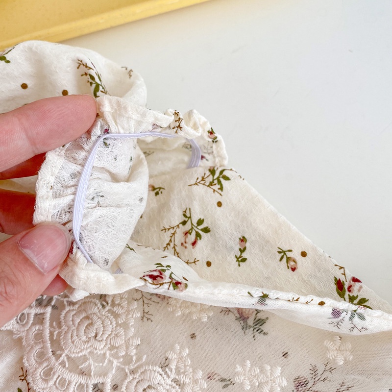 Bộ Áo Liền Quần Tay Dài Cổ Vuông In Hoa Xinh Xắn Cho Bé Gái Sơ Sinh 0-3 Tuổi