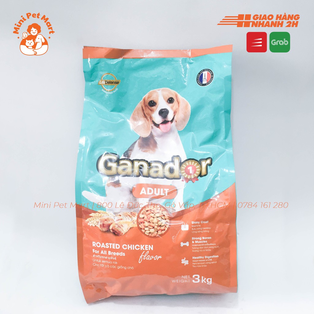 Thức ăn hạt cho chó trưởng thành GANADOR 3kg - Vị gà nướng