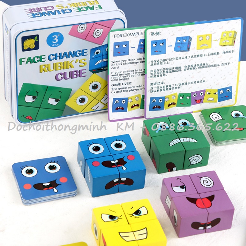 Khối rubik thay đổi khuôn mặt nhận biết cảm xúc - 4 hạt cube lắp ghép logic