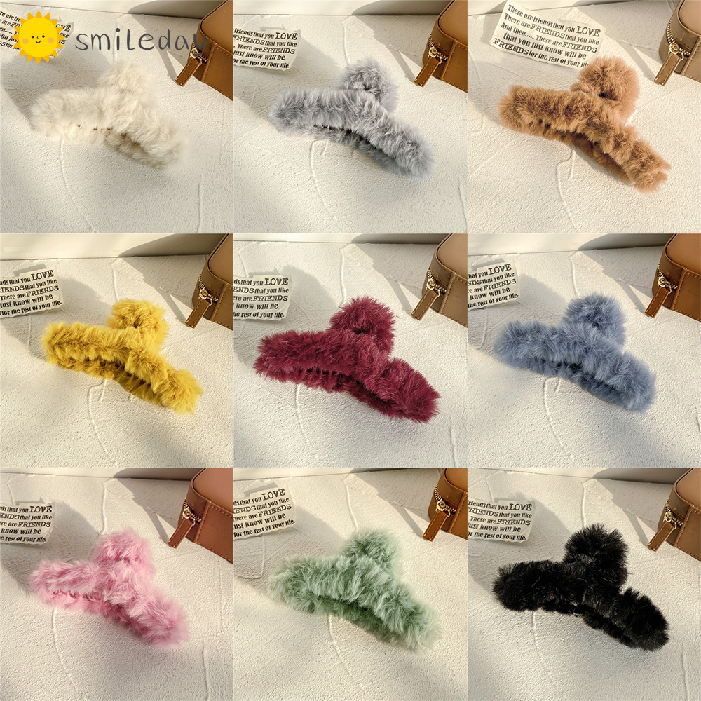 Kẹp tóc Smileday hình móng vuốt dễ thương cho nữ vải lông nhung