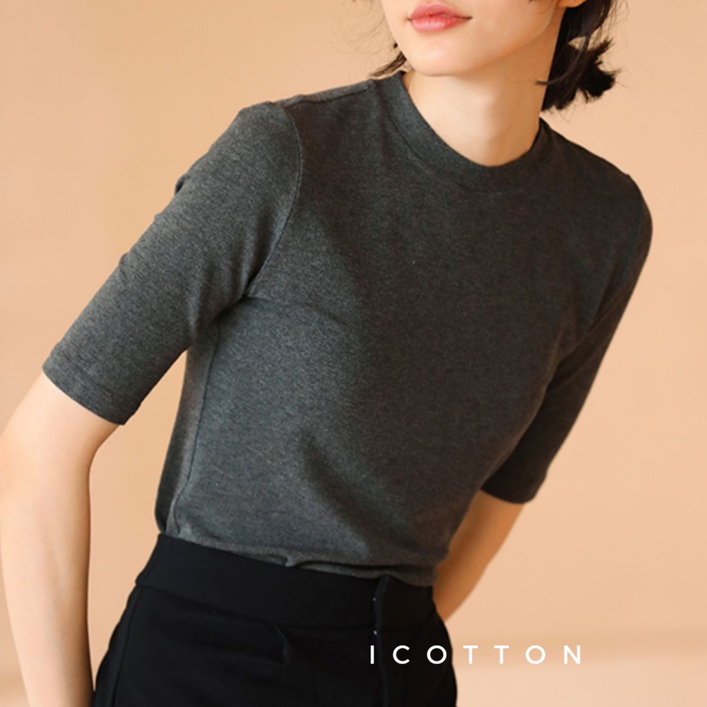 Áo thun cộc tay cổ 3 phân Icotton dày dặn cao cấp