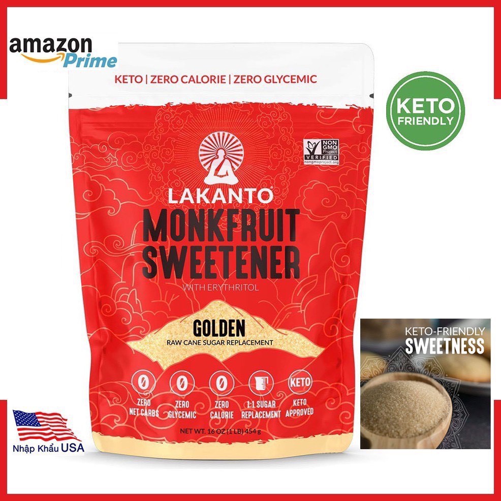 (Hàng MỸ) Đường la hán quả Lakanto túi 800g-Đường ăn kiêng