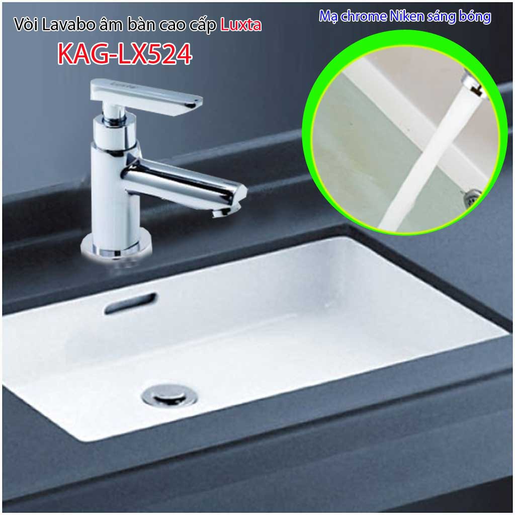 Vòi lavabo lạnh Luxta KAG-LX524 tay gạt, vòi rửa mặt thân tròn nước mạnh thiết kế tinh tuyệt đẹp