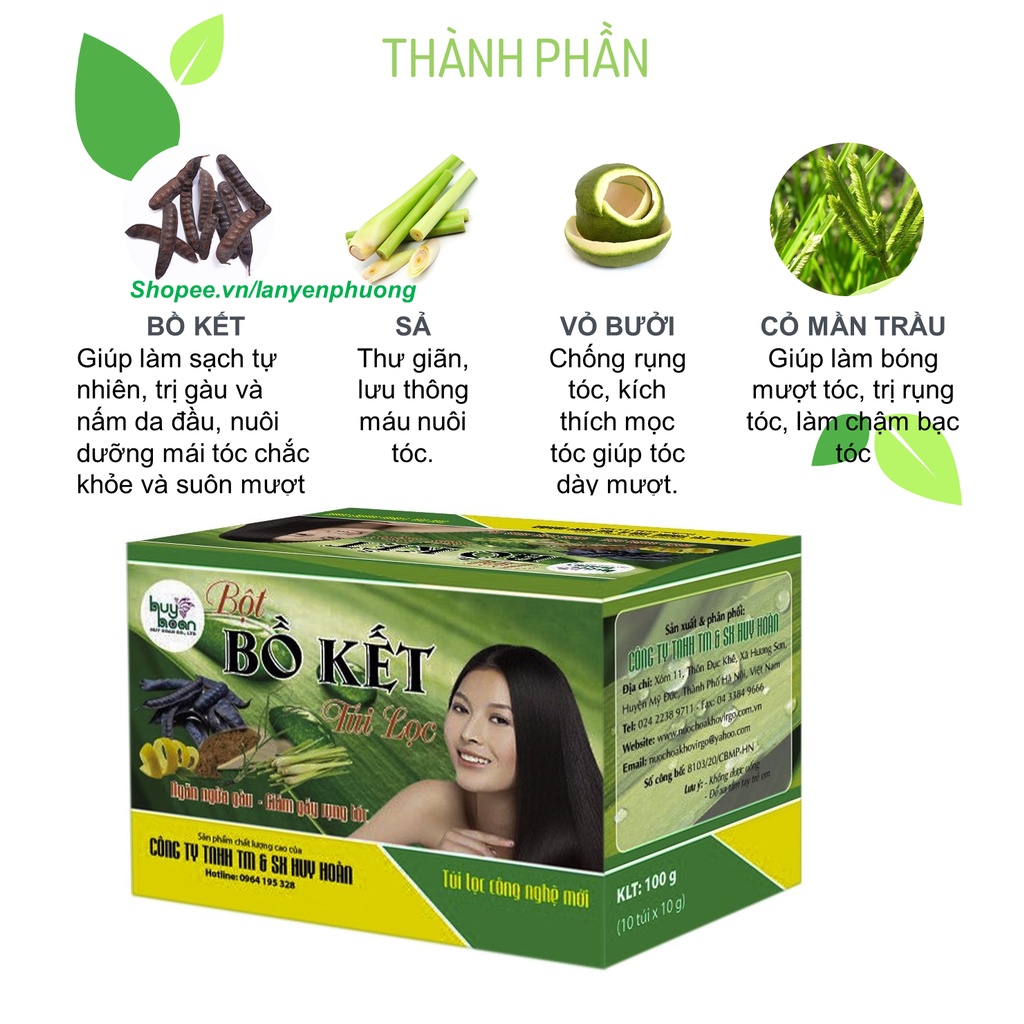 Combo 5 hộp Bột bồ kết túi lọc - Thảo dược gội đầu bồ kết túi lọc
