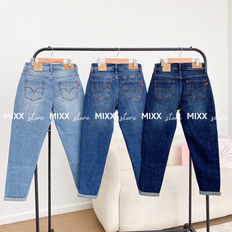 Quần Jean Nữ Baggy Lưng Cao Square chất jean dày dặn co giãn thoải mái phom tôn dáng