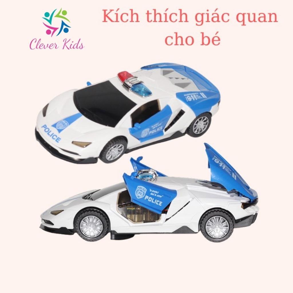Ô tô cảnh sát đồ chơi ô tô biến hình xoay 360 có đèn có nhạc loại xịn